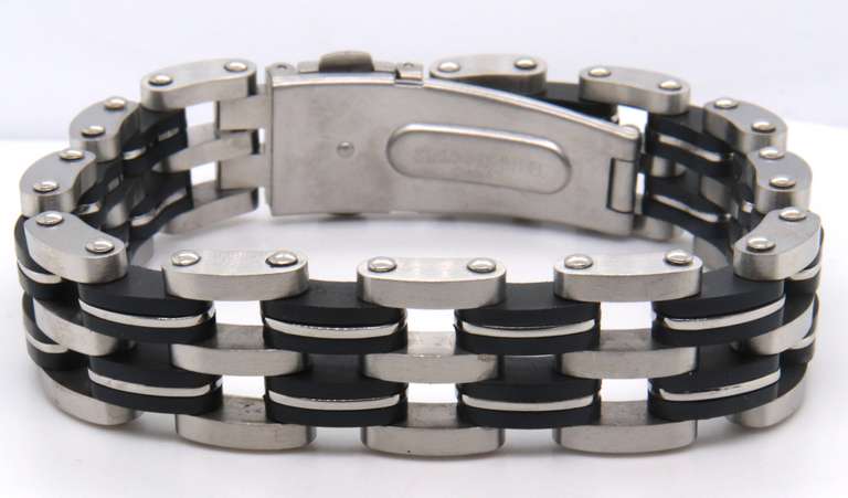 Stainless Steel and Black Bracelet