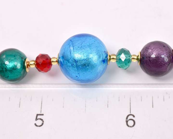 Darling Italian Made, Colorful Hand Blown Art Glass and Gold Necklace