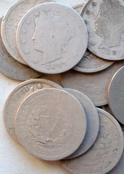 V Nickels 1890 Era Lot