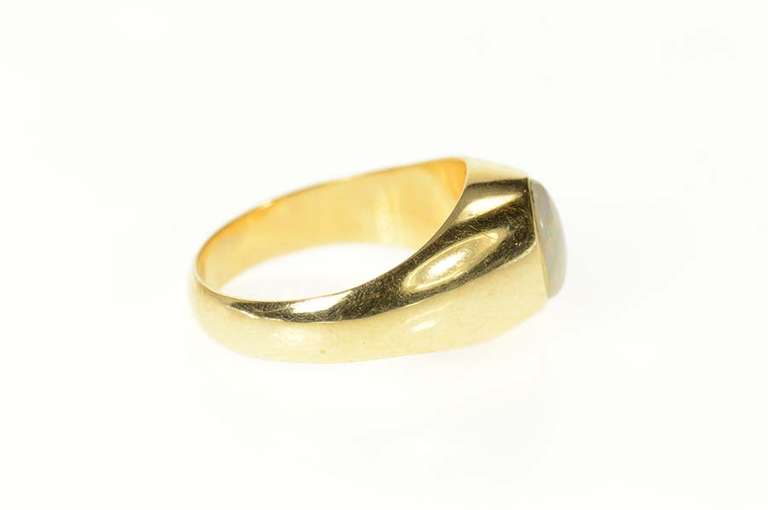 18K Yellow Gold Oval Natural Opal Retro Graduated Statement Ring
