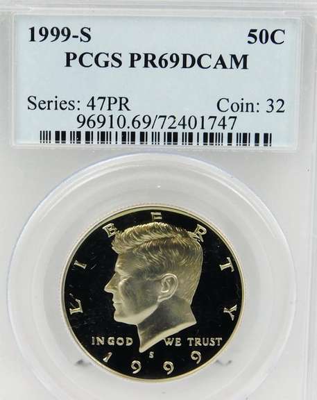 1999-S Kennedy 50 Cent Coin, Graded