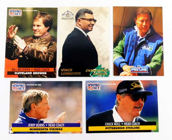 5 Football Cards -  Famous Coaches
