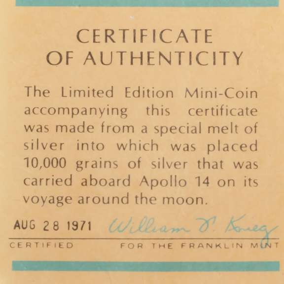 Apollo 14 10000 Grain Silver Medal