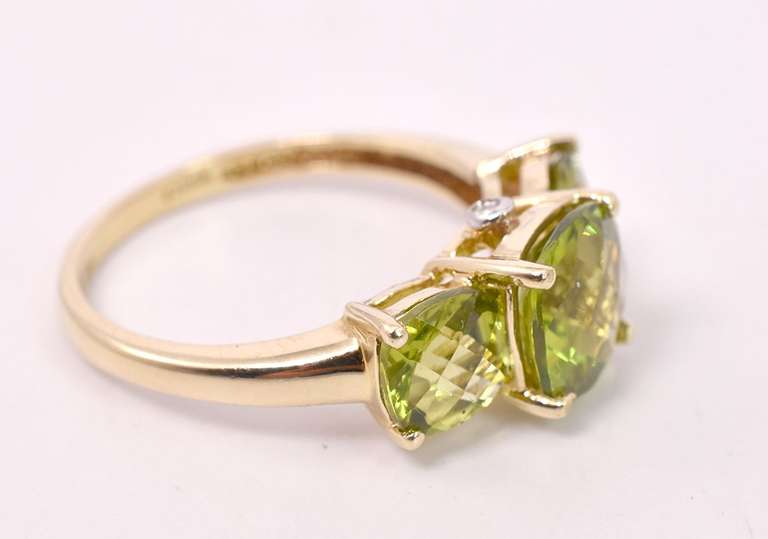 Lavish Ladies Peridot Ring in 14K Yellow Gold