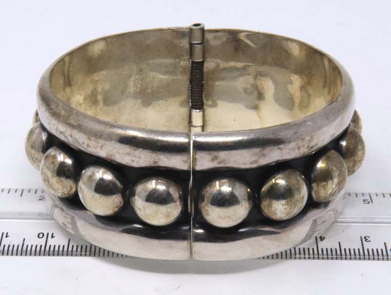 Vintage Sterling Silver Mexico Wide Bangle Bracelet