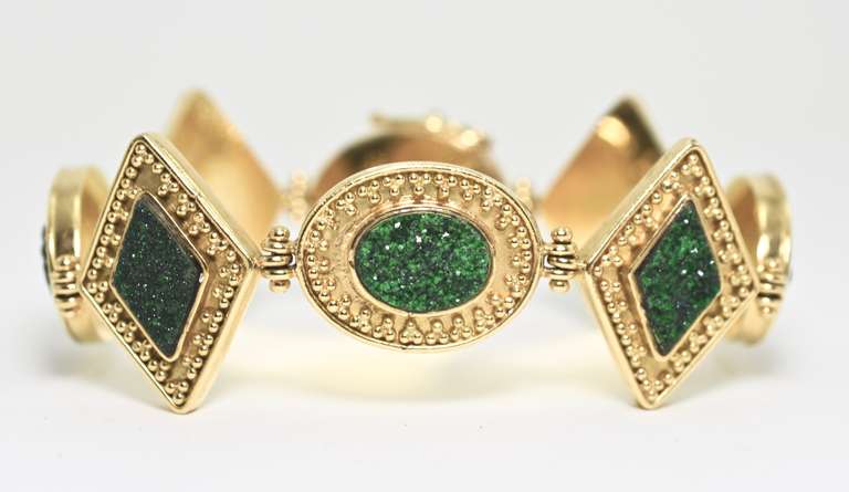 Phenomenal Artistic Malachite Druse 18K Bracelet