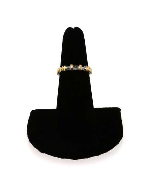 Deco Three Stone 14k Gold Diamond Ring