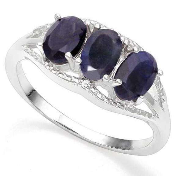 2.00 CT ENHANCED GENUINE SAPPHIRE & DIAMOND 925 STERLING SILVER RING