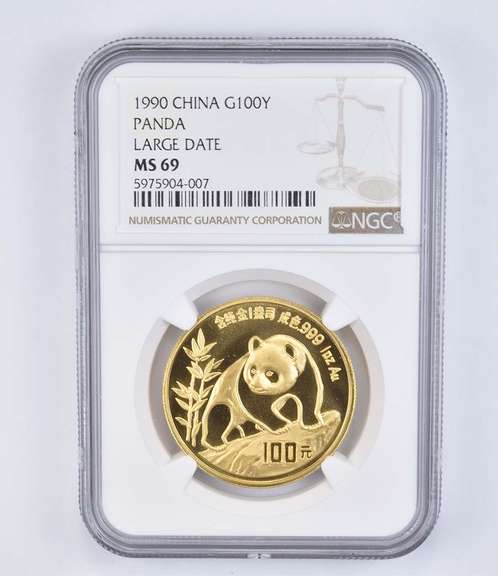 MS69 1990 China 100 Yuan Gold Panda - Large Date - Graded NGC