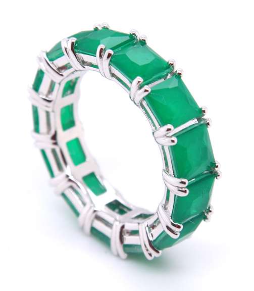 Sterling Silver Emerald Style Band
