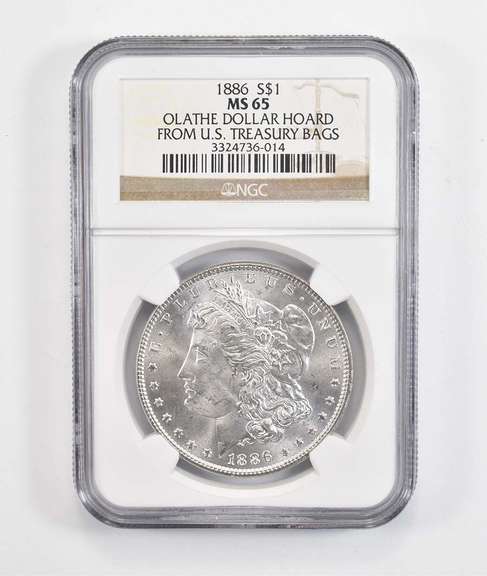 MS65 1886 Morgan Silver Dollar Olathe Dollar Hoard Treasury Bags - NGC