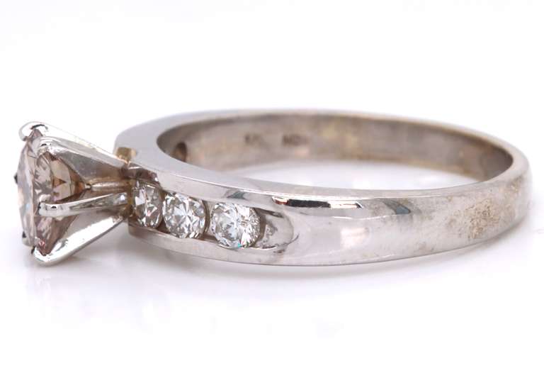 Sparkling White Gold Champagne Color Diamond Engagement Ring