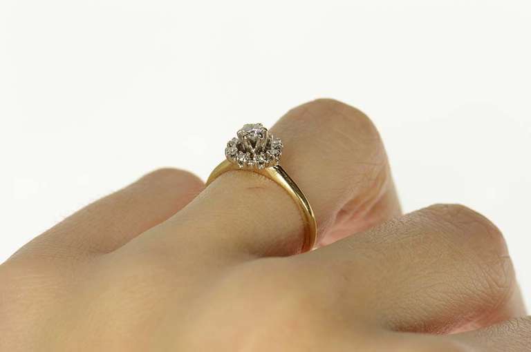 14K Yellow Gold ⅓ Ct Diamond Round Halo Engagement Ring