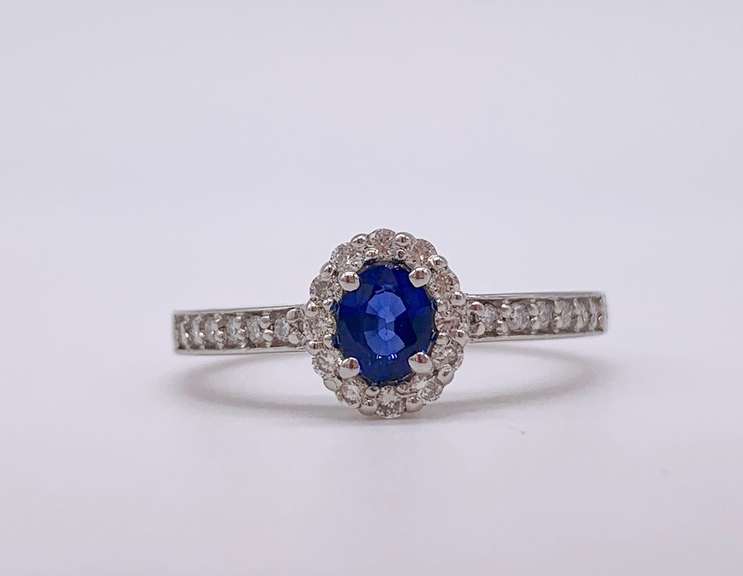 14kt Gold, Blue Sapphire, & Diamond Cocktail Ring