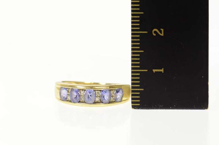 14K Yellow Gold Oval Tanzanite Diamond Statement Band Ring