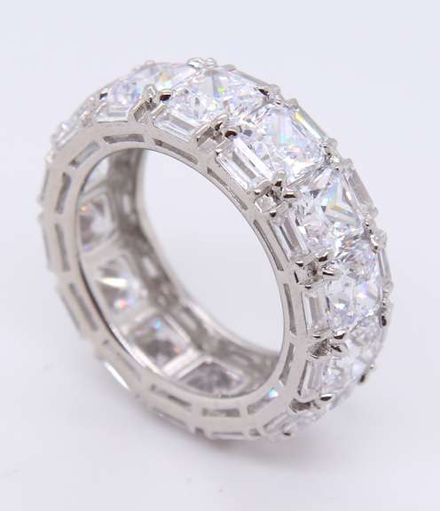 Sterling Silver Princess Cut Cubic Zirconia Band