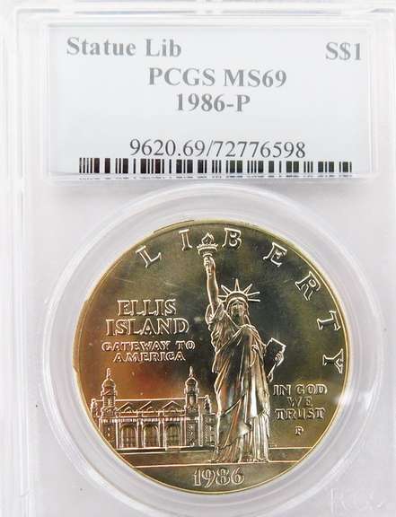 1986-P U.S. Statue of Liberty Dollar Coin, Graded