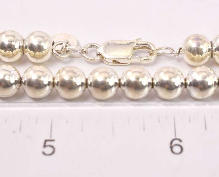 Beaded Necklace and Bracelet in Sterling Silver