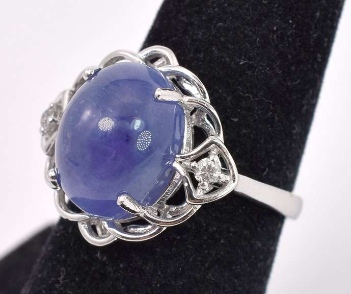 Fantastic 8.27CTS Star Tanzanite and 0.09CTW Diamond Ring in Sterling Silver