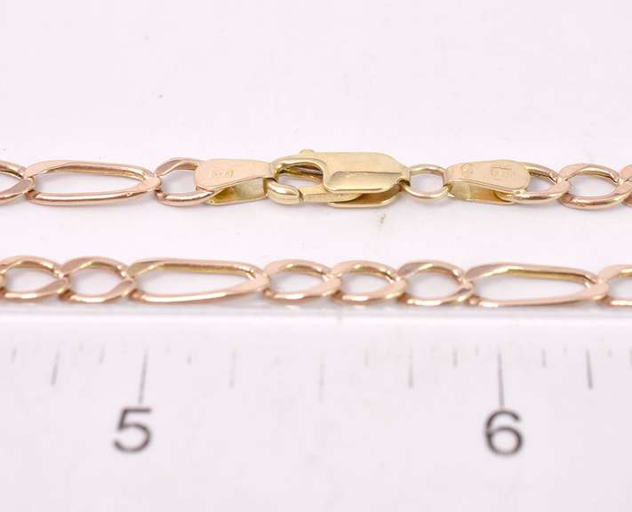 Classic Figaro Style Chain Necklace in 14K Rose Gold