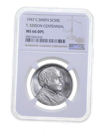MS66 DPL 1947 T. Edison Centennial C.Smith So Called Half Dollar NGC