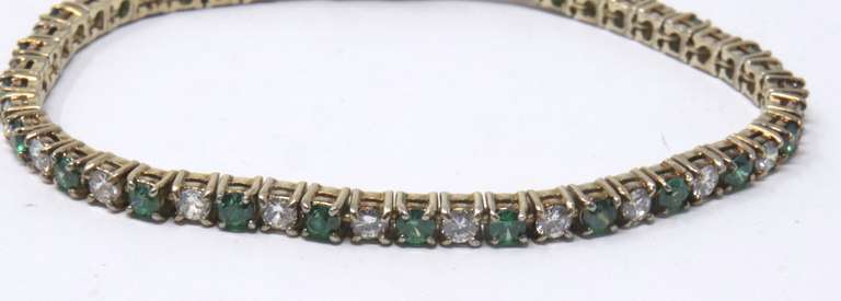 Sterling Silver Green and White Cubic Zirconia Bracelet