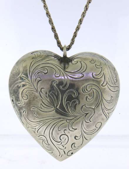 Vintage Sterling Silver Heart Pendant on Chain