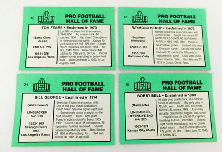 4 Football Immortals Football Cards