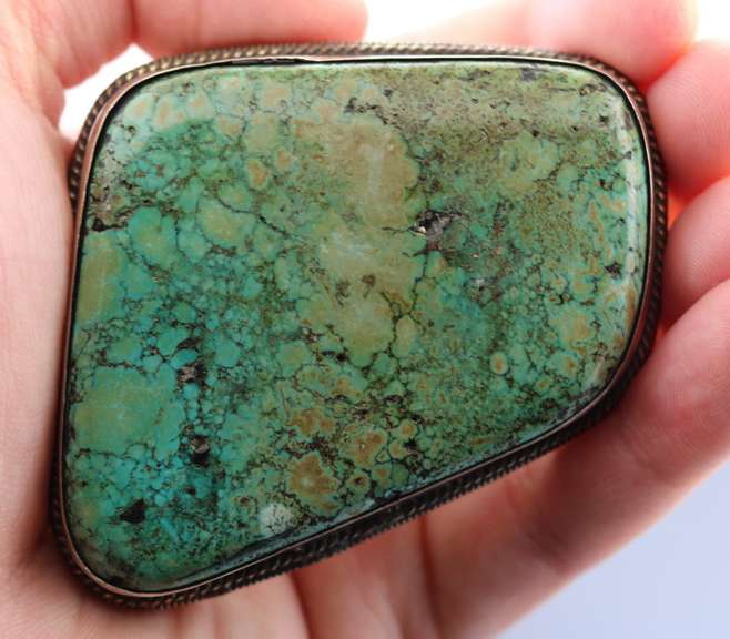 Huge! 453ct well marbled light blue Turquoise buckel