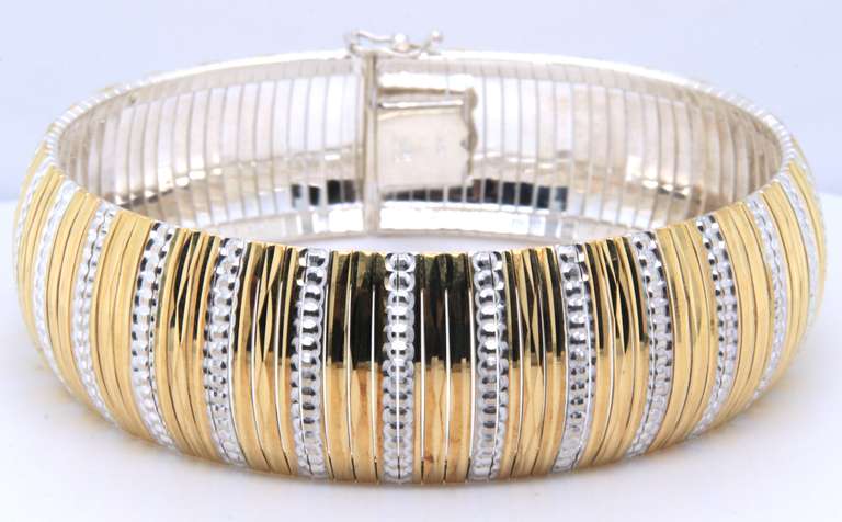 Sterling Silver Signed Wide Bracelet