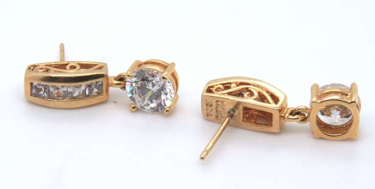 Sterling Silver Cubic Zirconia Dangle Earrings