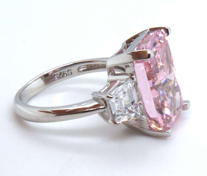 Pink Cubic Zirconia Sterling Silver Ring