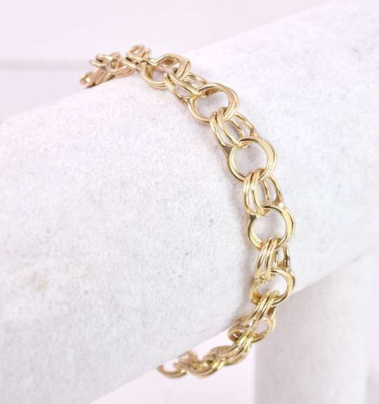 Fancy Double Link Bracelet in 14K Yellow Gold