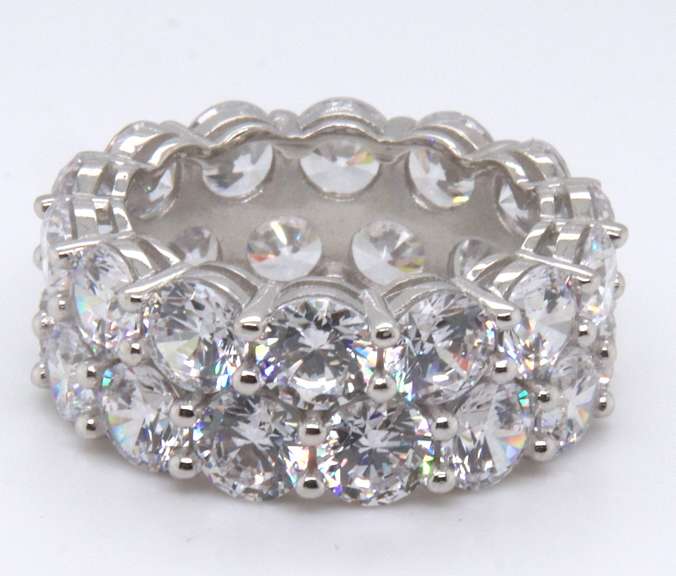 Sterling Silver Cubic Zirconia Wide Band