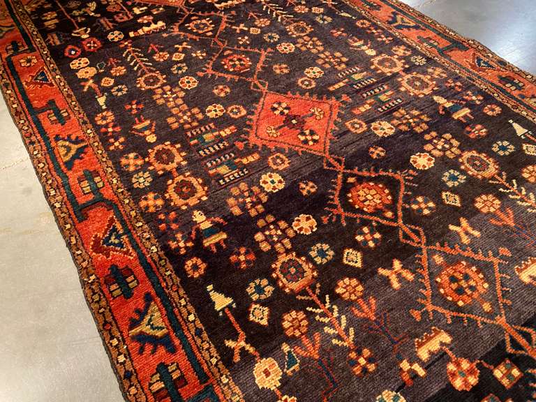 UNIQUE VINTAGE PERSIAN RUG 4.2x8.6