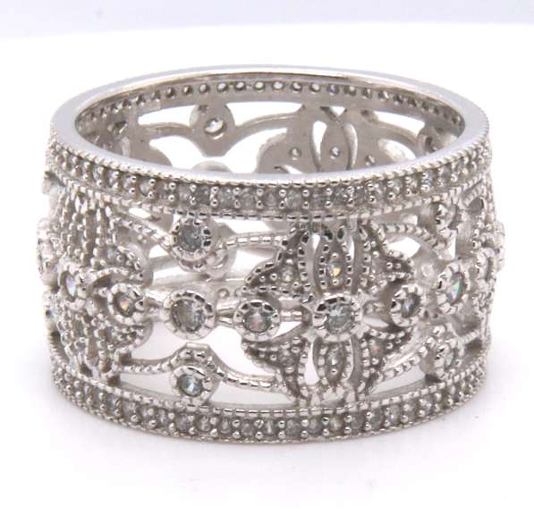 Sterling Silver Cubic Zirconia Wide Band