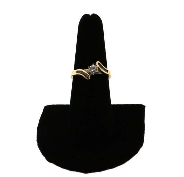Lone Diamond Ring with encrusted Channel Set Diamonds inside 14k Gold Band