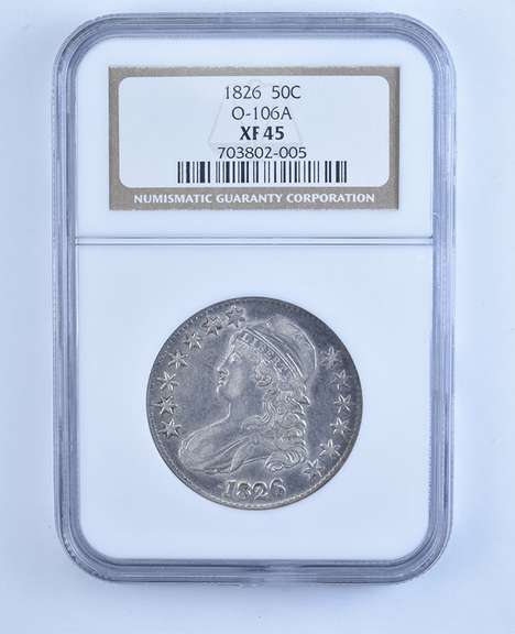 XF45 1826 Capped Bust Half Dollar - O-106A - Graded NGC