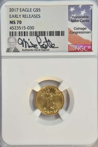 Perfect Hand-signed 2017 NGC MS70 $5 Gold EARLY RELEASES