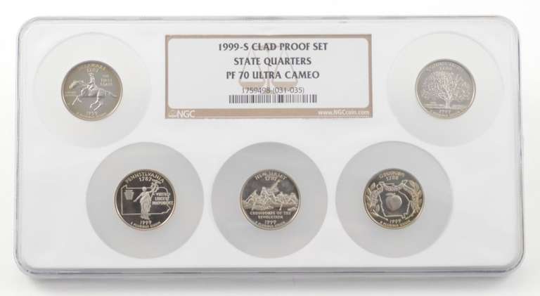 PF70UCAM 1999-S DE/CT/PA/NJ/GA State Quarters Clad Proof Set - NGC