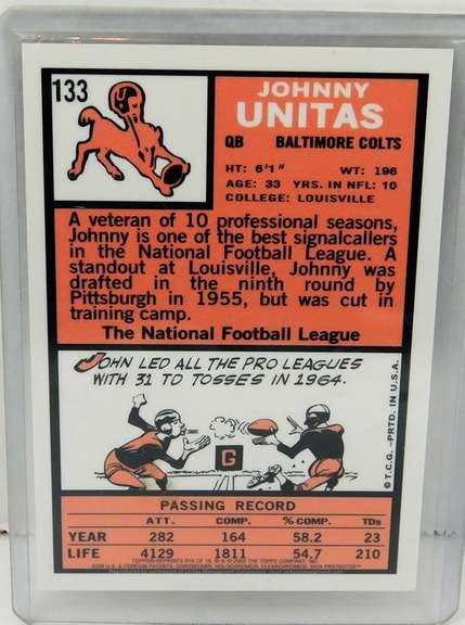 John Unitas 2000 Topps Reprint Football Card