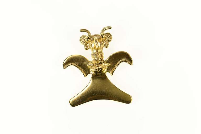 Gold Plated Sterling Silver Aztec Mayan Eagle Statement Pendant/Pin