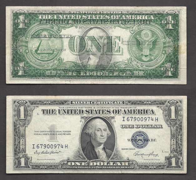 $1 1935-E Silver Certificate Scarce Dark 100% Offset