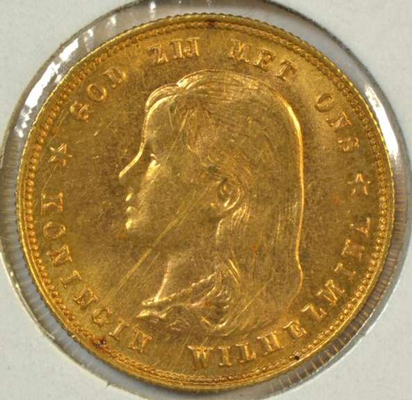 Flashy Choice BU 1889 Netherlands 10 Guilden Gold Piece