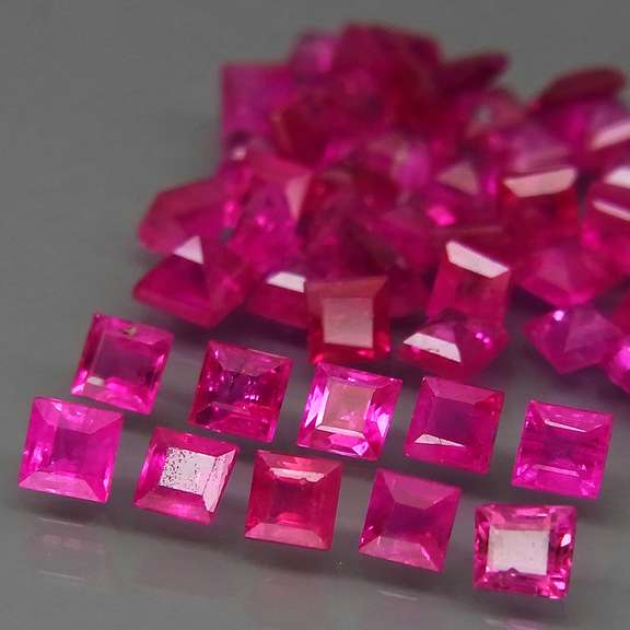 Premium 4.77ct 50 piece princess cut Ruby set