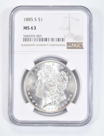 MS63 1885-S Morgan Silver Dollar - Graded NGC