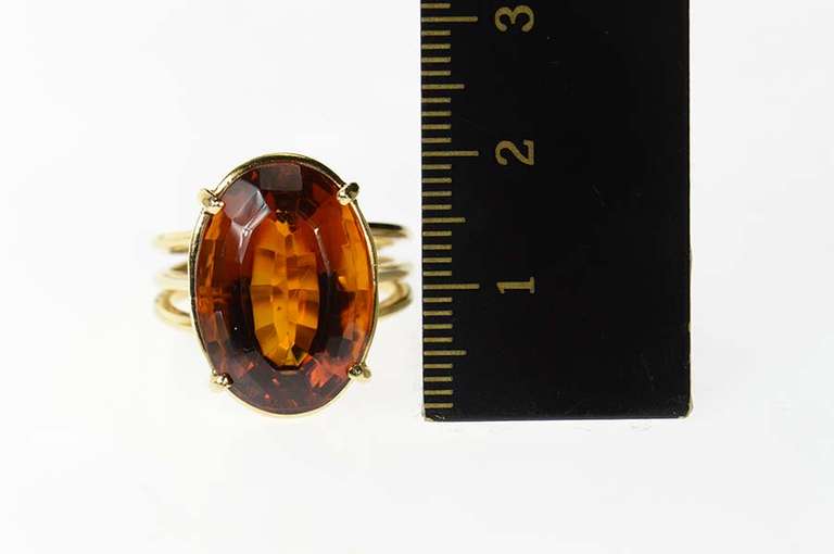 14K Yellow Gold Oval Citrine Cocktail Classic Statement Ring