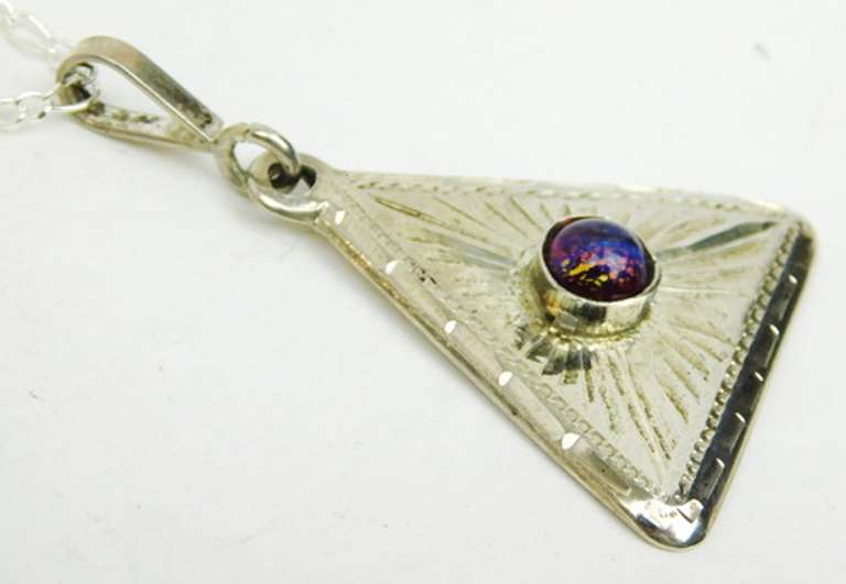 Signed Sterling Pendant with Murano Art Glass & Chain