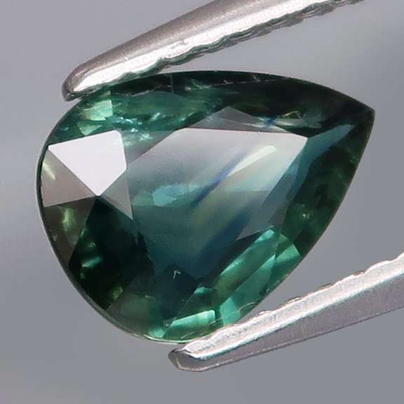 High luster 1.23ct blue green Sapphire pear