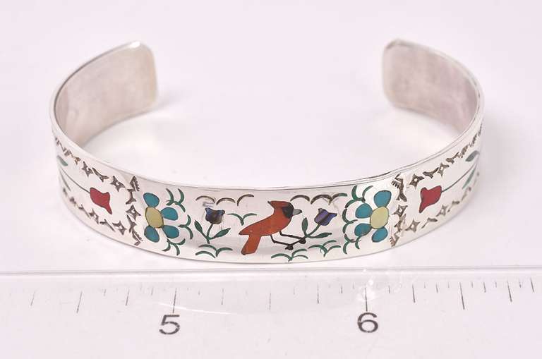 Creative "Cardinal" Bangle Bracelet in Sterling Silver